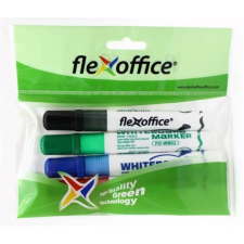 FLEXOFFICE Táblamarker, 2,5 mm, kúpos, szett, FLEXOFFICE "WB02", 4 szín filctoll, marker