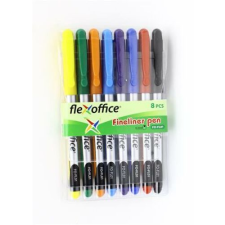 FLEXOFFICE Tűfilc készlet, 0,3 mm, FLEXOFFICE "FL01", 8 különböző szín filctoll, marker