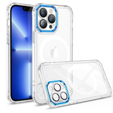 Flippy MagSafe iPhone 12 telefontok, Flippy, Átlátszó, Teljes védelem, Ütésálló, val kék keret tok és táska