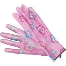 FLO Garden lila kesztyű virágokkal 9-es méret