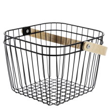 FLORINA Fém gyümölcskosár, fa fogantyúval, 25 x 25 x 18,5 cm konyhai eszköz