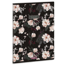 Flowery Black virágos vonalas füzet A5 - 40 lapos füzet
