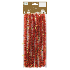  Fodros csillagos girland piros 3 m karácsonyfadísz