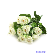 Fodros szirmú rózsa csokor 10 fejes 31cm - Fehér dekorációs kellék