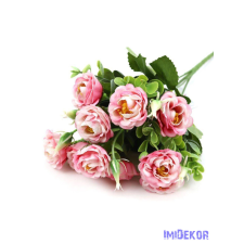  Fodros szirmú rózsa csokor 10 fejes 31cm - Pink dekorációs kellék