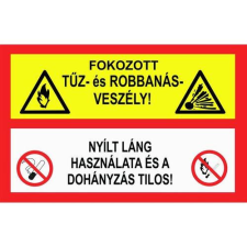  Fokozott tűz és robbanásveszély - utánvilágító műanyag, 160*240mm információs tábla, állvány