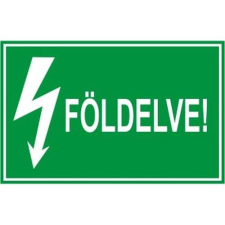  Földelve! - öntapadó, 90*60mm információs tábla, állvány