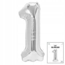 fólia léggömb 1 ezüst szám szülinapi bulira 40cm party kellék