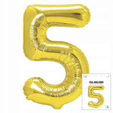 Fólia léggömb DIGITÁLIS DIGITÁLIS 5 ARANY SZÜLETÉSNAPI PARTY FELELŐSSÉG 40cm party kellék
