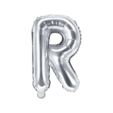 Fólia léggömb, "R" betű, ezüst, 35 cm party kellék