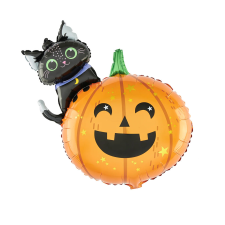  Fólia lufi – Halloween – Sütőtök macskával party kellék