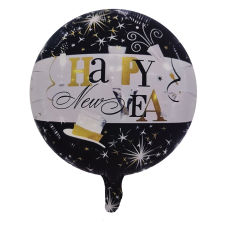  Fólia lufi – Happy New Year – Fekete kör party kellék