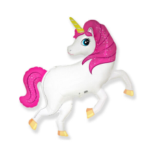 Fólia lufi, miniforma, unikornis, pink, 36 CM party kellék