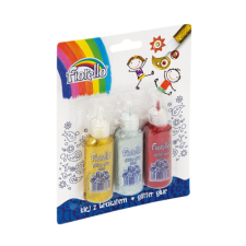  Folyékony ragasztó FIORELLO glitteres arany ezüst piros 3x20 ml kreatív és készségfejlesztő