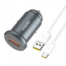 Foneng C15 USB-A Autós töltő + USB-C Kábel - Szürke (20W) mobiltelefon kellék