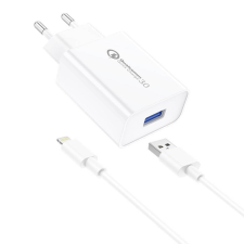 Foneng EU13 fali töltő + USB Lightning kábel, 3A (fehér) mobiltelefon kellék