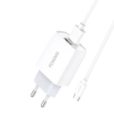Foneng EU30 hálózati töltő + USB-A - USB-C kábel fehér (EU30 Type-C) kábel és adapter