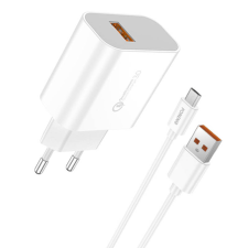 Foneng EU46 USB-A Hálózati töltő + Micro USB Kábel - Fehér (18W) mobiltelefon kellék