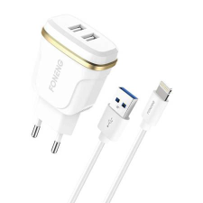 Foneng T240 2xUSB-A hálózati töltő + USB-A - Lightning kábel fehér (T240 iPhone) (T240 iPhone) mobiltelefon kellék
