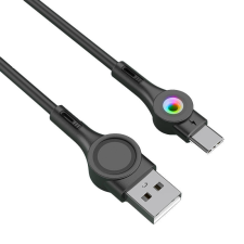 Foneng X59 USB to USB-C cable, LED, 3A, 1m (black) kábel és adapter
