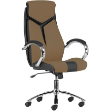 . Főnöki szék, műbőr borítás, króm lábkereszt, "KENT", fekete/barna forgószék