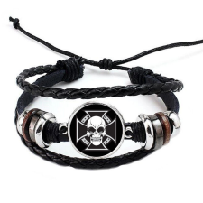  Fonott, dizájnbőr uniszex állítható Kereszt és Koponya karkötő, feliratozható karkötő