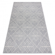 Fonott sizal flat szőnyeg 48731637 Négyzetek rombusz, геометричен szürke / krém 80x150 cm lakástextília