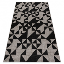 Fonott sizal floorlux szőnyeg 20489 ezüst / fekete HÁROMSZÖGEK 120x170 cm lakástextília