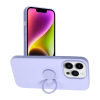 Forcell iPhone 14 Pro Max szilikon tok, hátlaptok, telefon tok, velúr belsővel, gyűrűvel, matt, lila, Silicone Ring