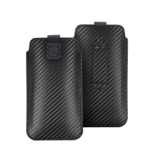 Forcell Pocket fekete carbon mintás beledugós tok iPhone 11 / XR tok és táska