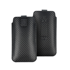  Forcell Pocket fekete carbon mintás beledugós tok iPhone 12 / 12 Pro / Samsung Note / Note 2 / Note 3 tok és táska