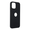 Forcell Silicone iPhone 12 Pro Max (6,7") fekete Szilikon tok velúr belsővel "kivágott"