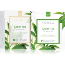 FOREO Farm to Face Green Tea frissítő és nyugtató maszk 6 × 6 g arcpakolás, arcmaszk