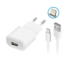 Forever Töltő: Forever - fehér hálózati töltőfej + Lightning / USB kábel, 1A mobiltelefon kellék
