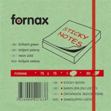 Fornax Jegyzettömb öntapadó, 75x75mm, 80lap, Fornax neon zöld post-it