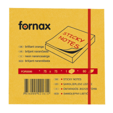 Fornax Jegyzettömb öntapadó, 75x75mm, 80lap, neon narancs (A-05565435) (A-05565435) post-it