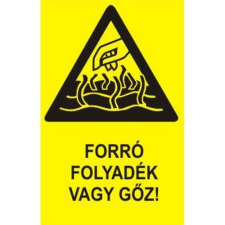  Forró folyadék vagy gőz! - műanyag, 150*100 információs tábla, állvány