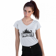 Fortnite logó - Női V-Nyakú Póló női póló