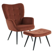  Fotel lábtartóval, barna Velvet szövet/fekete, HABEN bútor