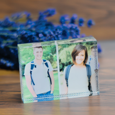  Fotókristály 8x6cm, fekvő, 2 fényképpel egyedi ajándék
