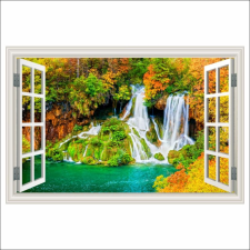  Fotótapéta Ablak Vízesés, őszi, erdő, 300 x 200 cm tapéta, díszléc és más dekoráció