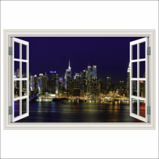  Fotótapéta Manhattan ablak, New York éjjel, 300 x 200 cm tapéta, díszléc és más dekoráció