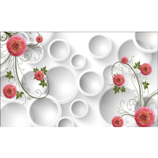  Fotótapéta Piros pünkösdi rózsa és körök, 350 x 250 cm tapéta, díszléc és más dekoráció
