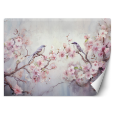  Fotótapéta, Shabby Chic madarak és virágok - 254x184 cm tapéta, díszléc és más dekoráció