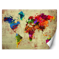  Fotótapéta, Színes világtérkép festve - 450x315 cm tapéta, díszléc és más dekoráció
