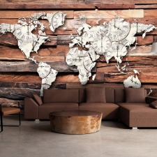 Fotótapéta térkép - Map On Wood Világtérkép 350x245 térkép