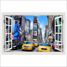  Fotótapéta Times Square ablak, Manhattan, sárga taxi, 300 x 200 cm tapéta, díszléc és más dekoráció