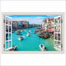  Fotótapéta Velence ablak, Canal Grande, csónakok, 300 x 200 cm tapéta, díszléc és más dekoráció
