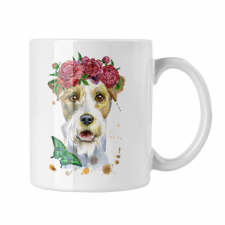 Fox Terrier vízfestmény - Fehér Bögre bögrék, csészék