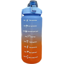 FOXTER 2545 Motivációs kulacs időbeosztással, 2 l, kék-narancsszín kulacs, kulacstartó